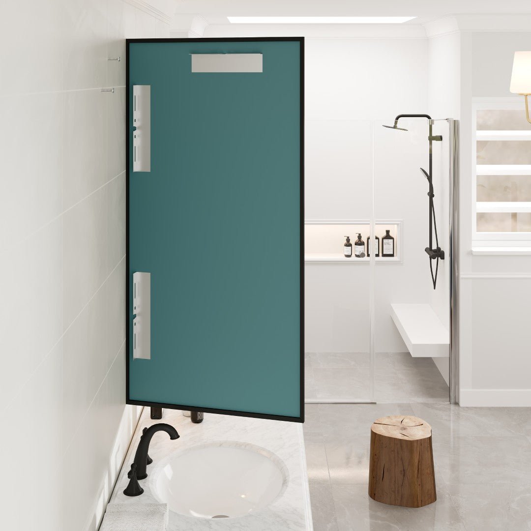 Eviva Aureline 58" x 28" Rectangular Black Stainless Steel Framed Mirror - Mirror by Eviva