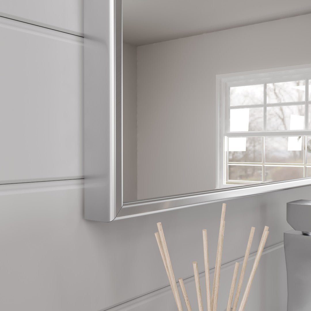 Eviva Sax 24" x 30" Rectangular Brushed Nickel Metal Framed Mirror - Mirror by Eviva