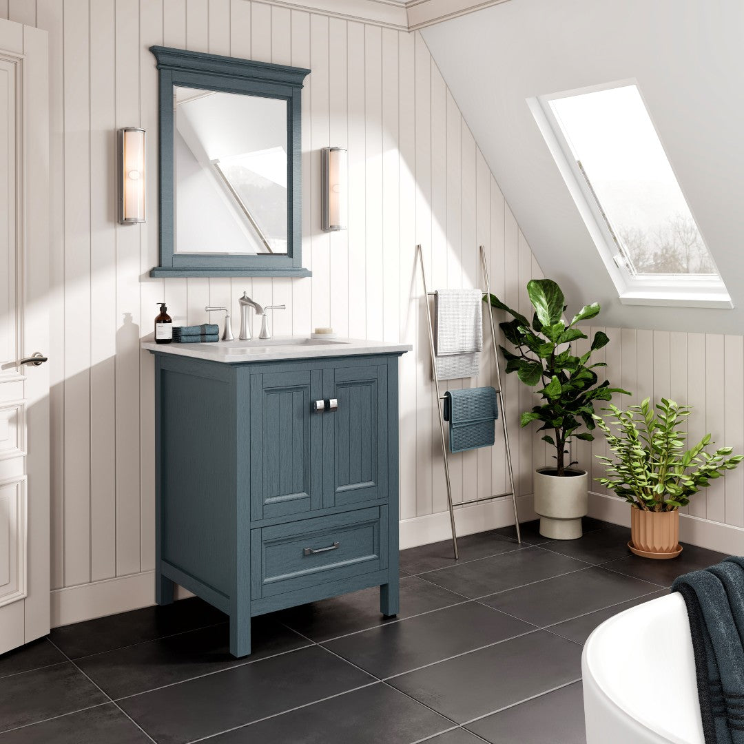Eviva Britney 24 Inch Transitional Ash Blue Bathroom Vanity