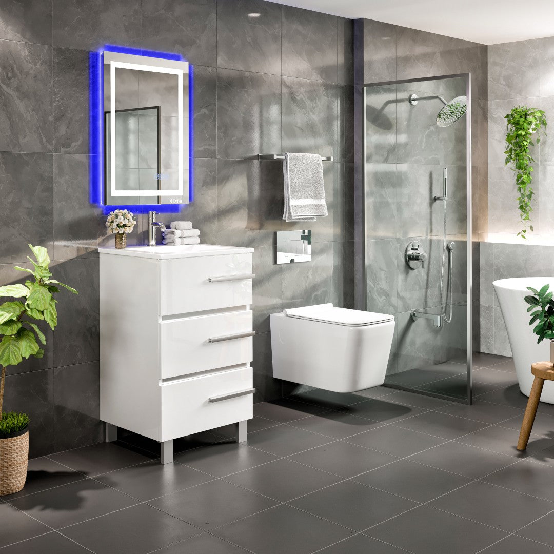 Deluxe 24 in. White Single Sink Bath Vanity with Porcelain Top and Integrated Sink