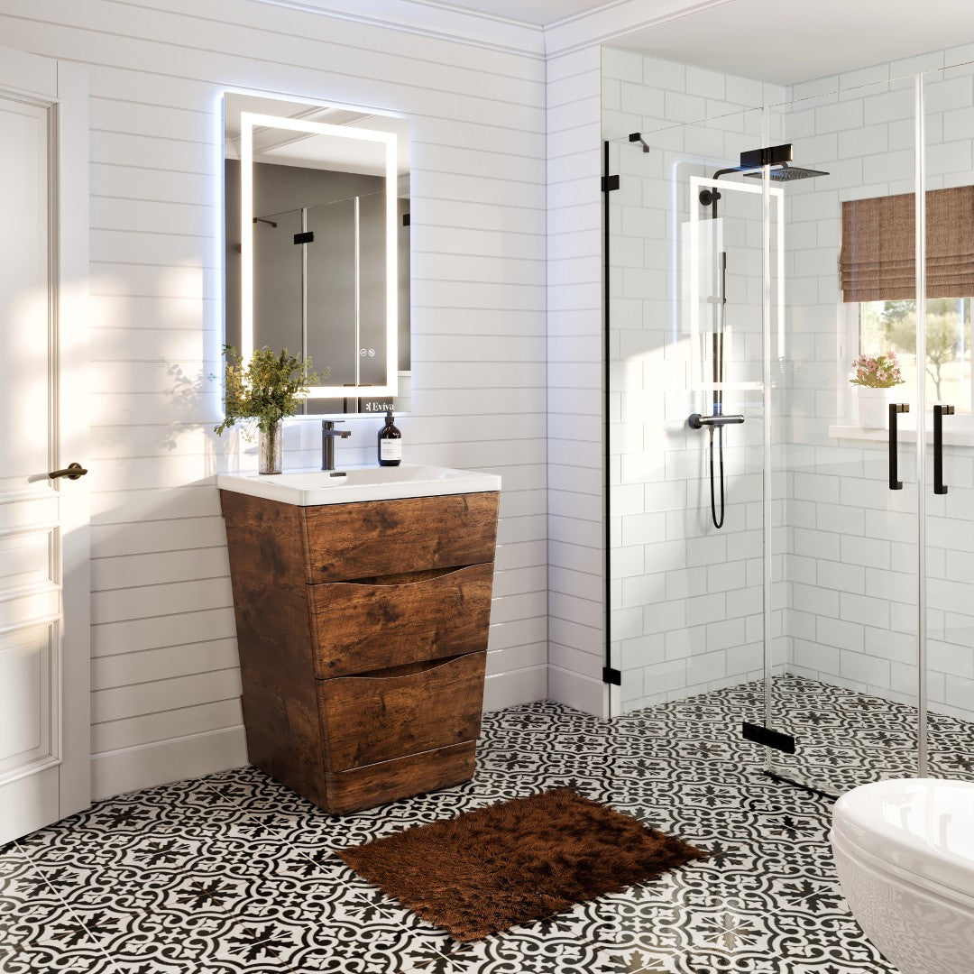 Victoria 25 in. Rosewood Single Sink Bath Vanity with Acrylic Top and Integrated Sink