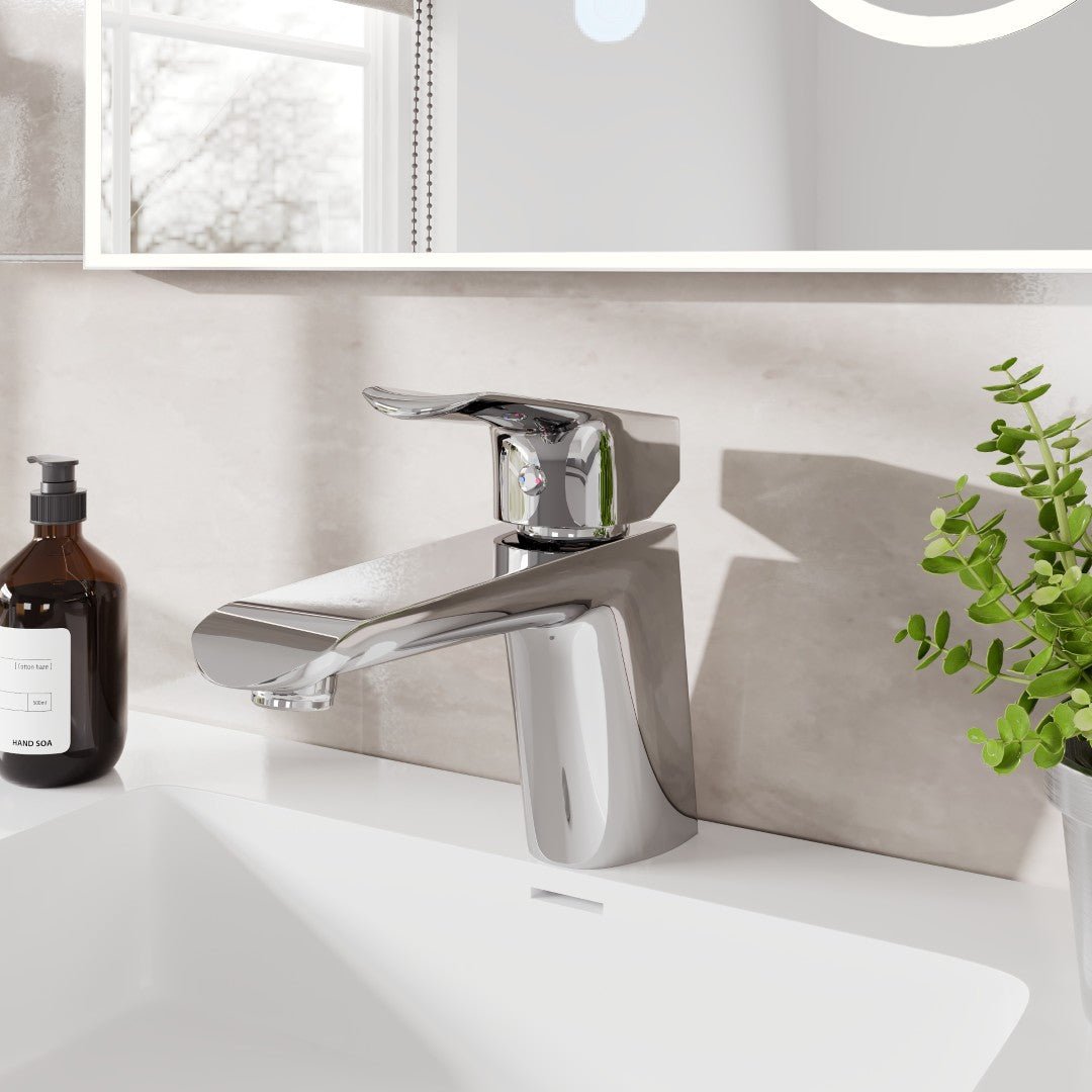 Eviva Lotus Single - Handle Waterfall Single - Hole Bathroom Faucet in Chrome - Bathroom Faucet by Eviva