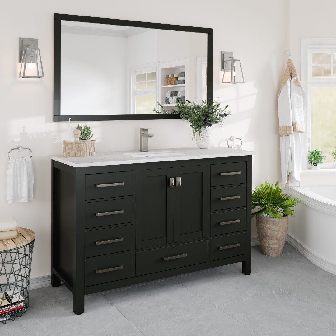 London 48 in. Espresso Single Sink Bath Vanity with Carrara Quartz Top and Undermount Porcelain Sink - Bathroom Vanity by Eviva