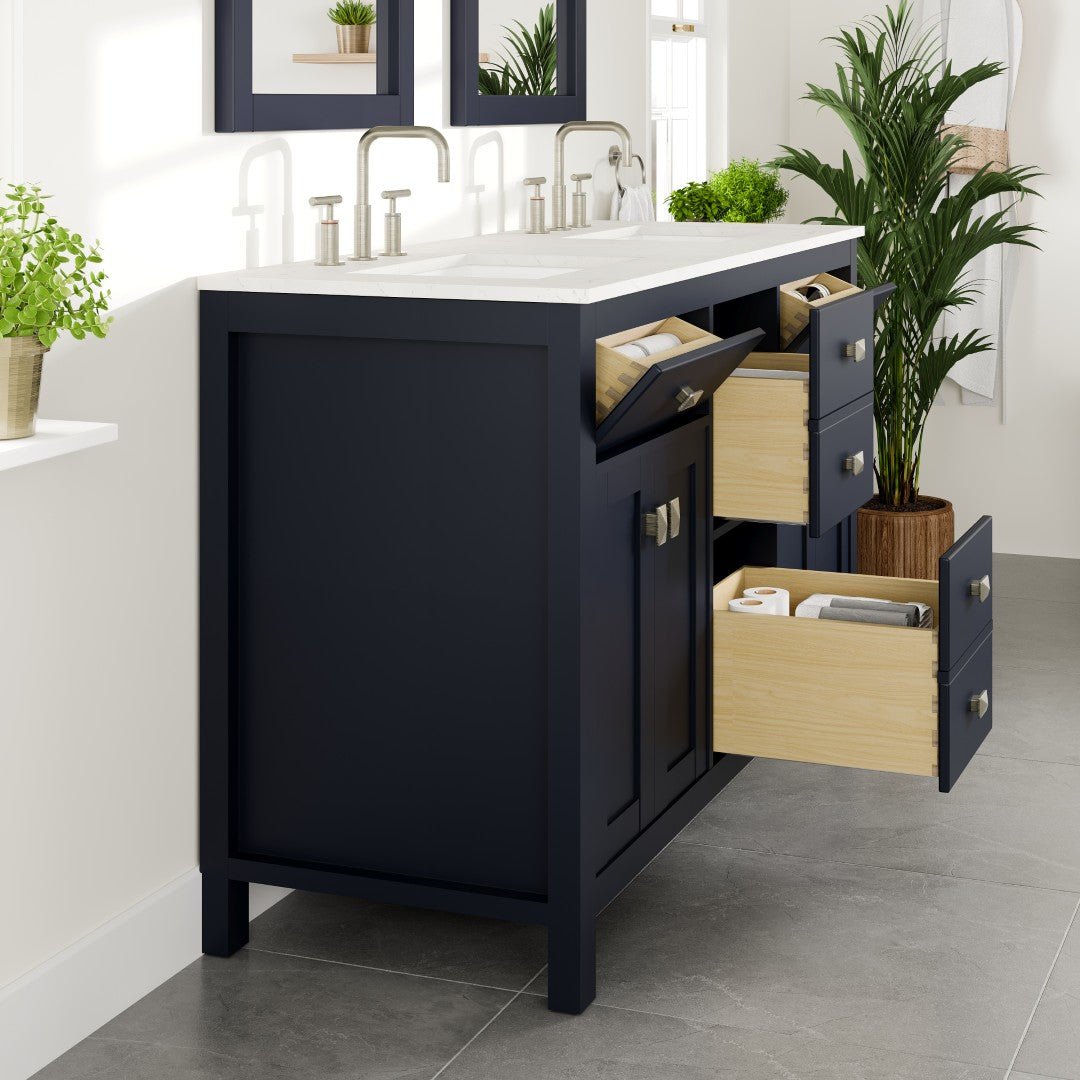 Artemis 60 in. Blue Double Sink Bath Vanity with Engineered Top and Undermount Porcelain Sinks - Bathroom Vanity by Eviva