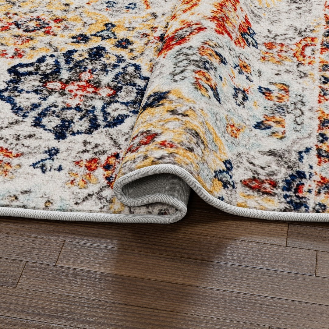 Eviva Blossom 5' x 7' Ikat Multicolor Rug