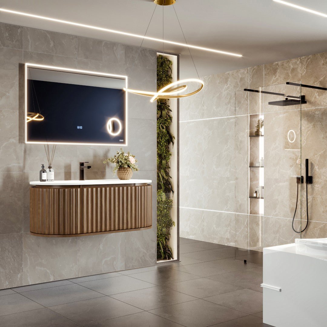 Haven 39 in. Medium Oak Wall Mount Single Sink Bath Vanity with Solid Surface Top and Integrated Sink - Bathroom Vanity by Eviva