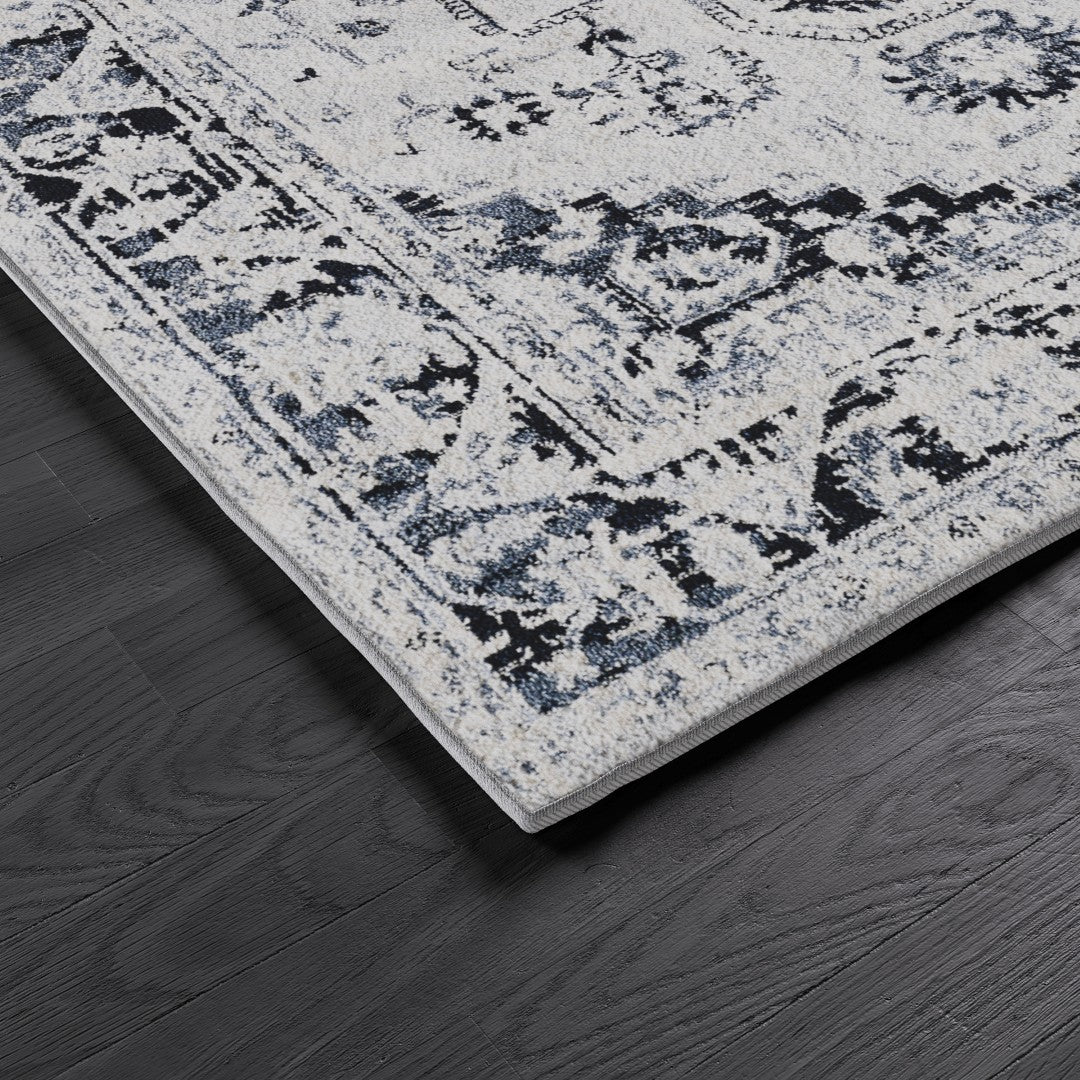 Eviva Capricorn 3' x 5' Oriental Blue/Cream Rug - Rug by Eviva