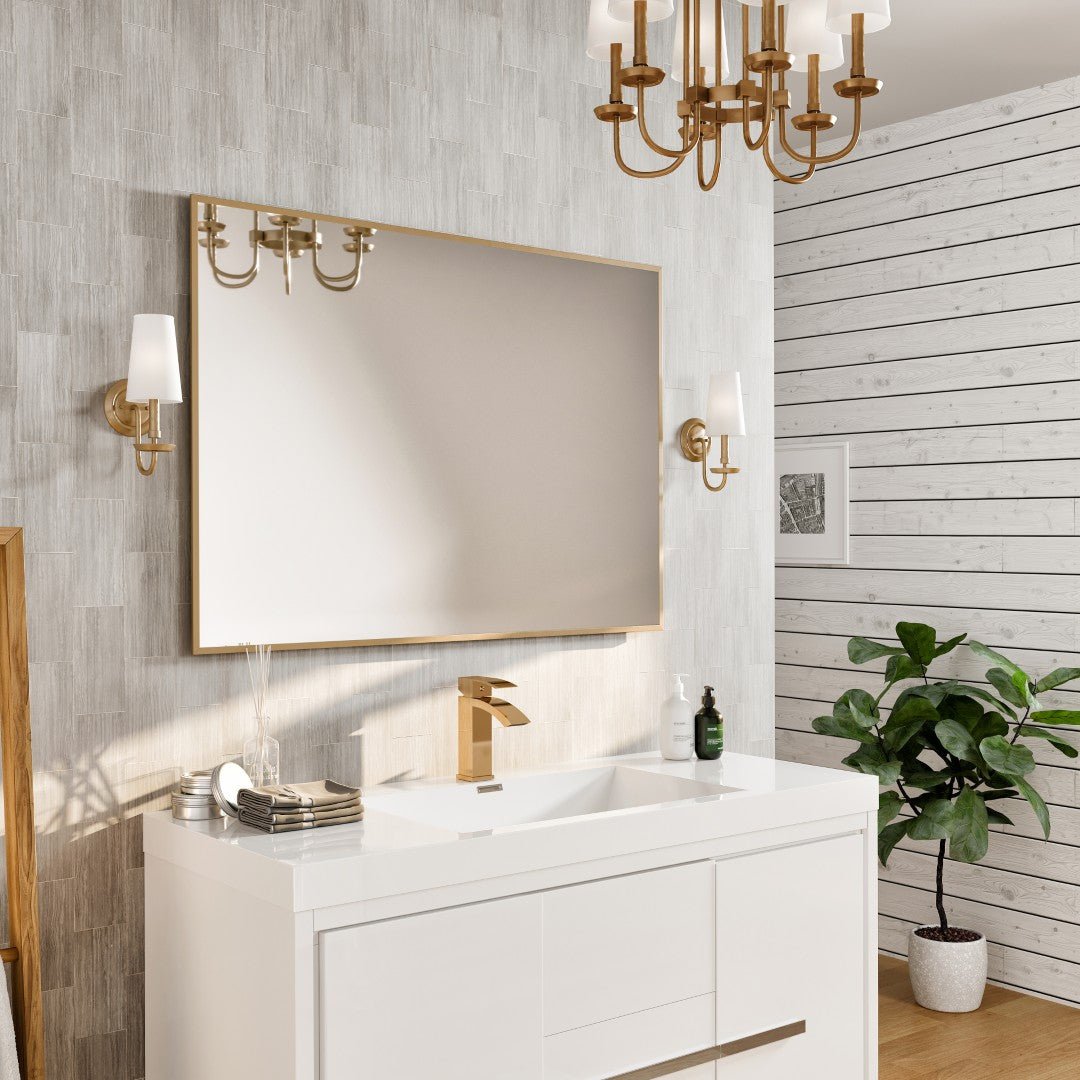 Eviva Aureline 42" x 30" Rectangular Gold Stainless Steel Framed Mirror - Mirror by Eviva