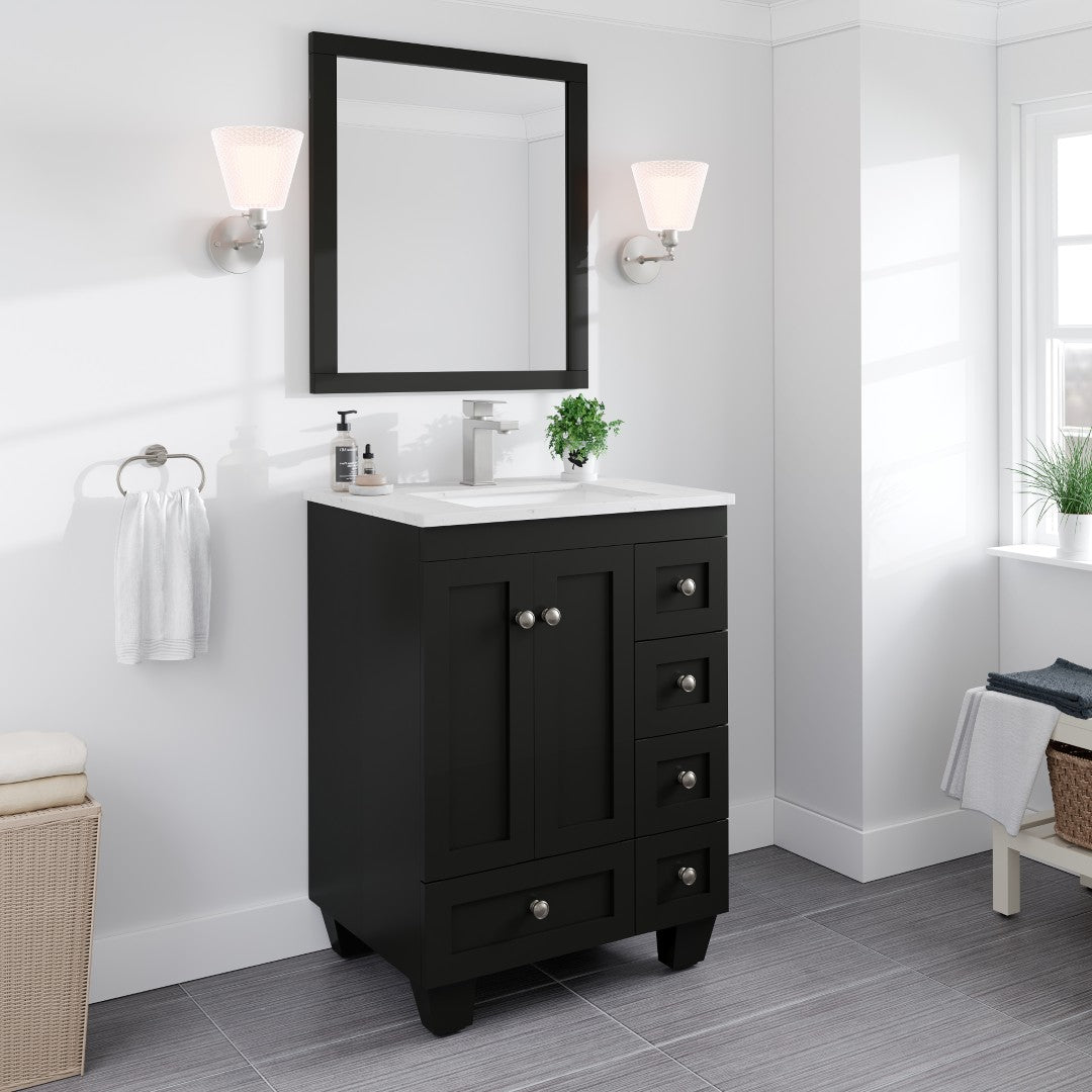 Acclaim 24 in. Espresso Single Sink Bath Vanity with Carrara Quartz Top and Undermount Porcelain Sink