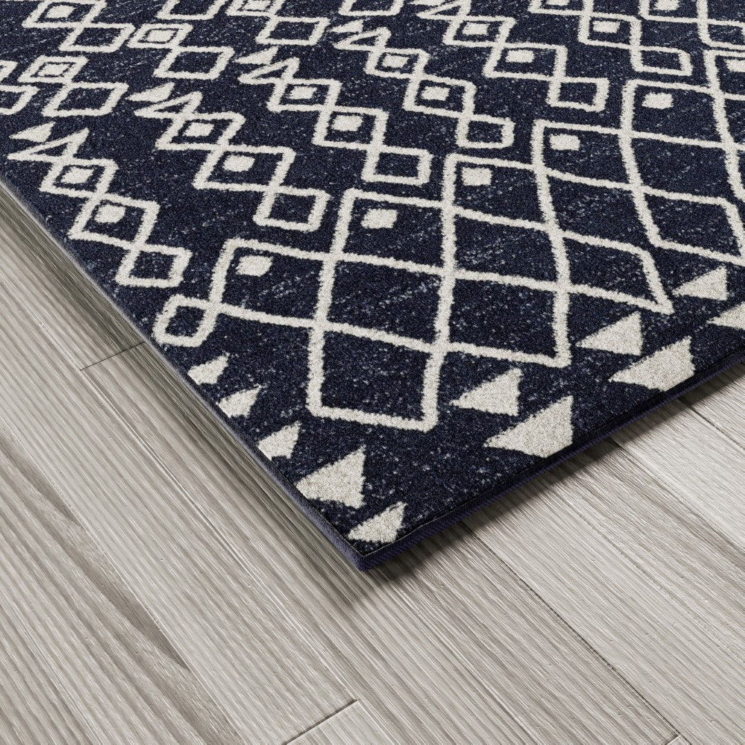 Eviva Loops 5' x 7' Ikat Blue/Cream Rug - Rug by Eviva