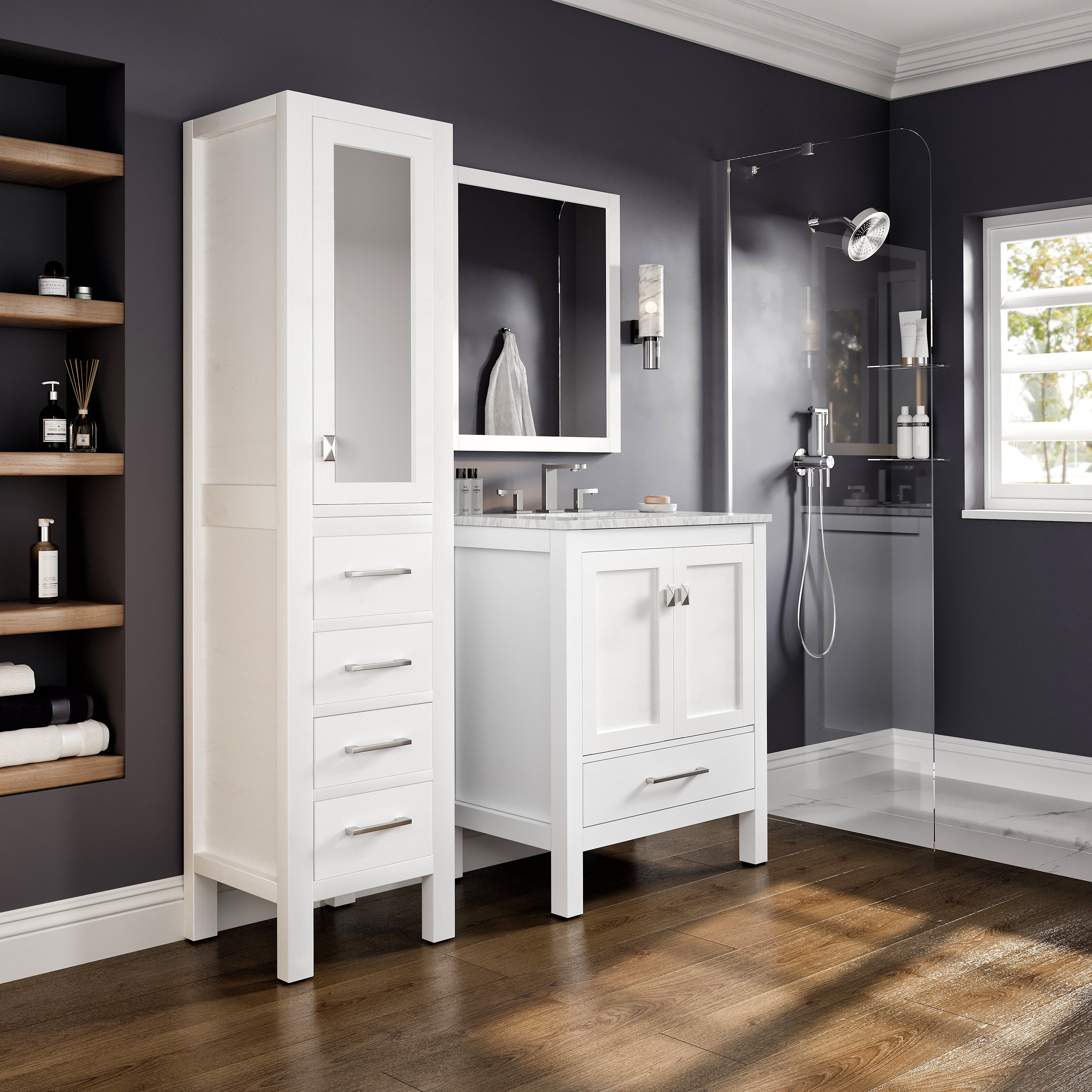 Eviva Aberdeen 18 in. W x 20 in. D White Freestanding Linen Cabinet