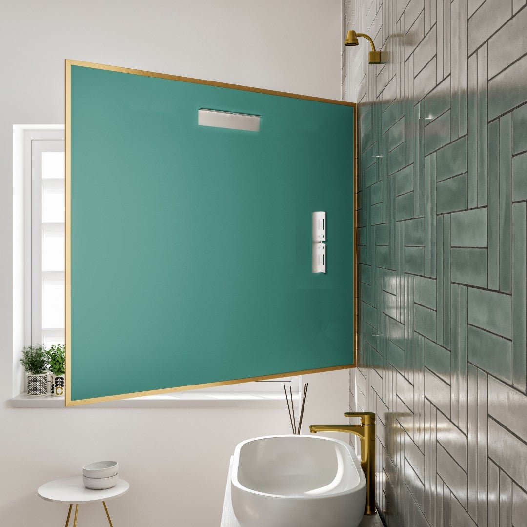 Eviva Aureline 36" x 30" Rectangular Gold Stainless Steel Framed Mirror - Mirror by Eviva