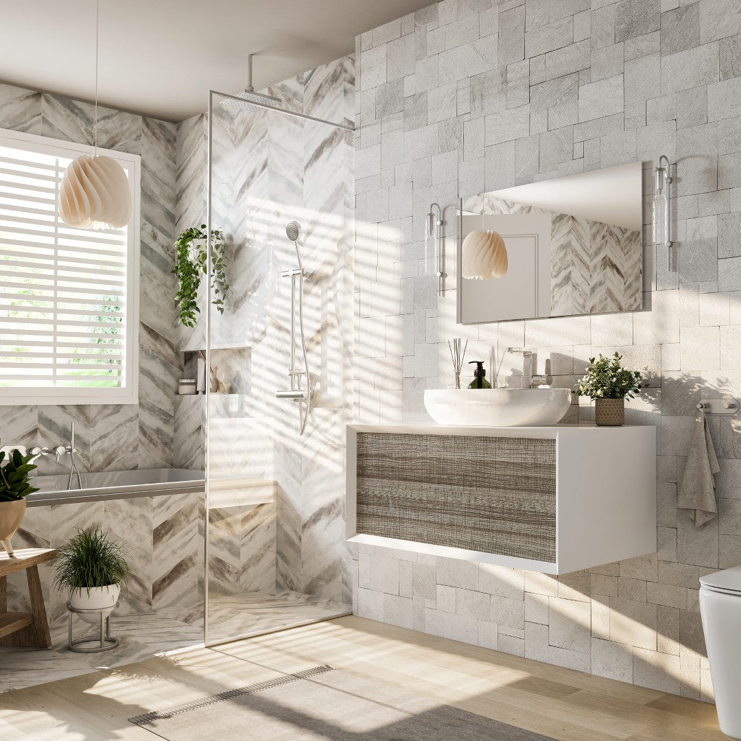 Santa Monica 36 in. Ash Wall Mount Single Sink Bath Vanity with Acrylic Top and Vessel Solid Surface Sink