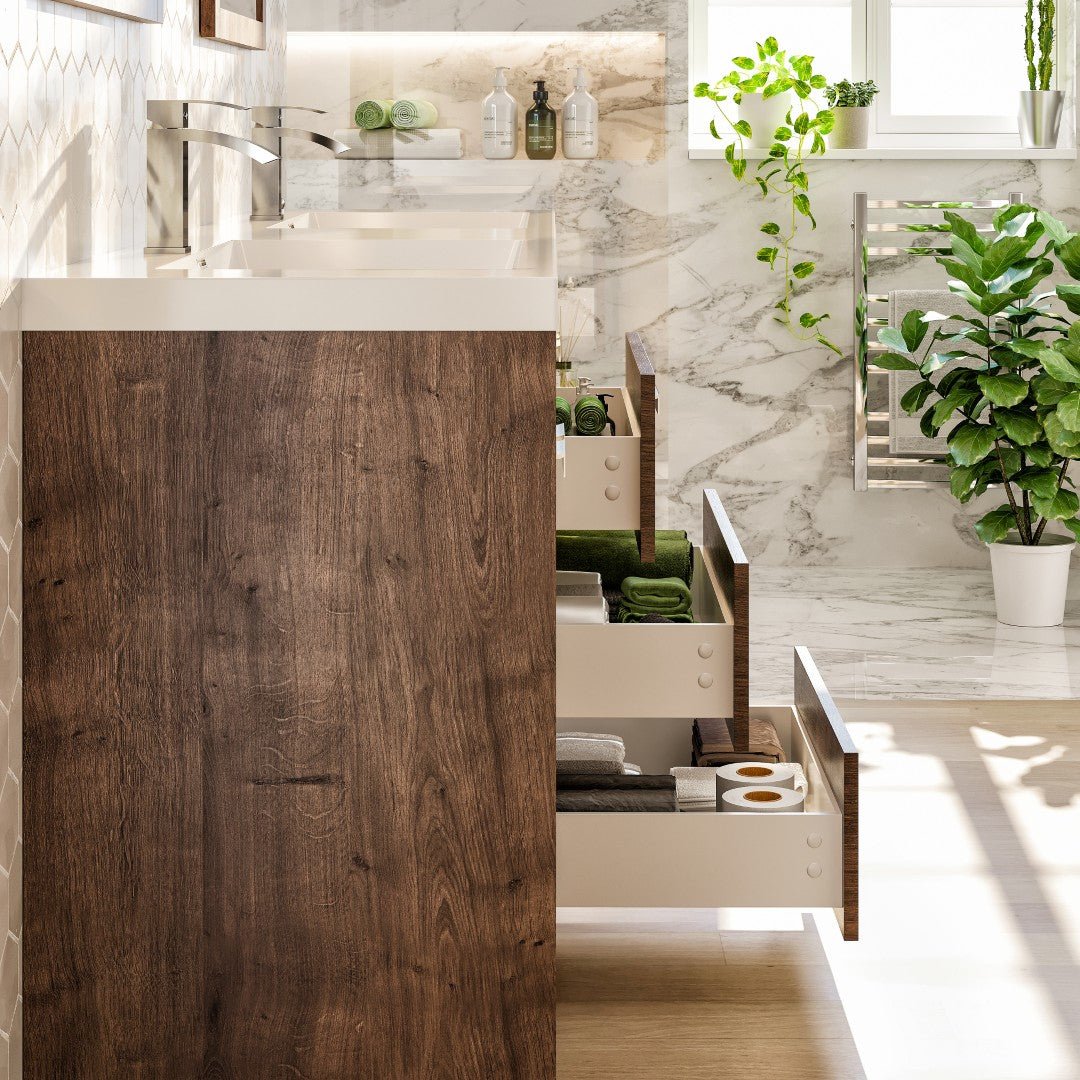 Lugano 72 in. Rosewood Double Sink Freestanding Bath Vanity with Acrylic Top and Integrated Sinks - Bathroom Vanity by Eviva