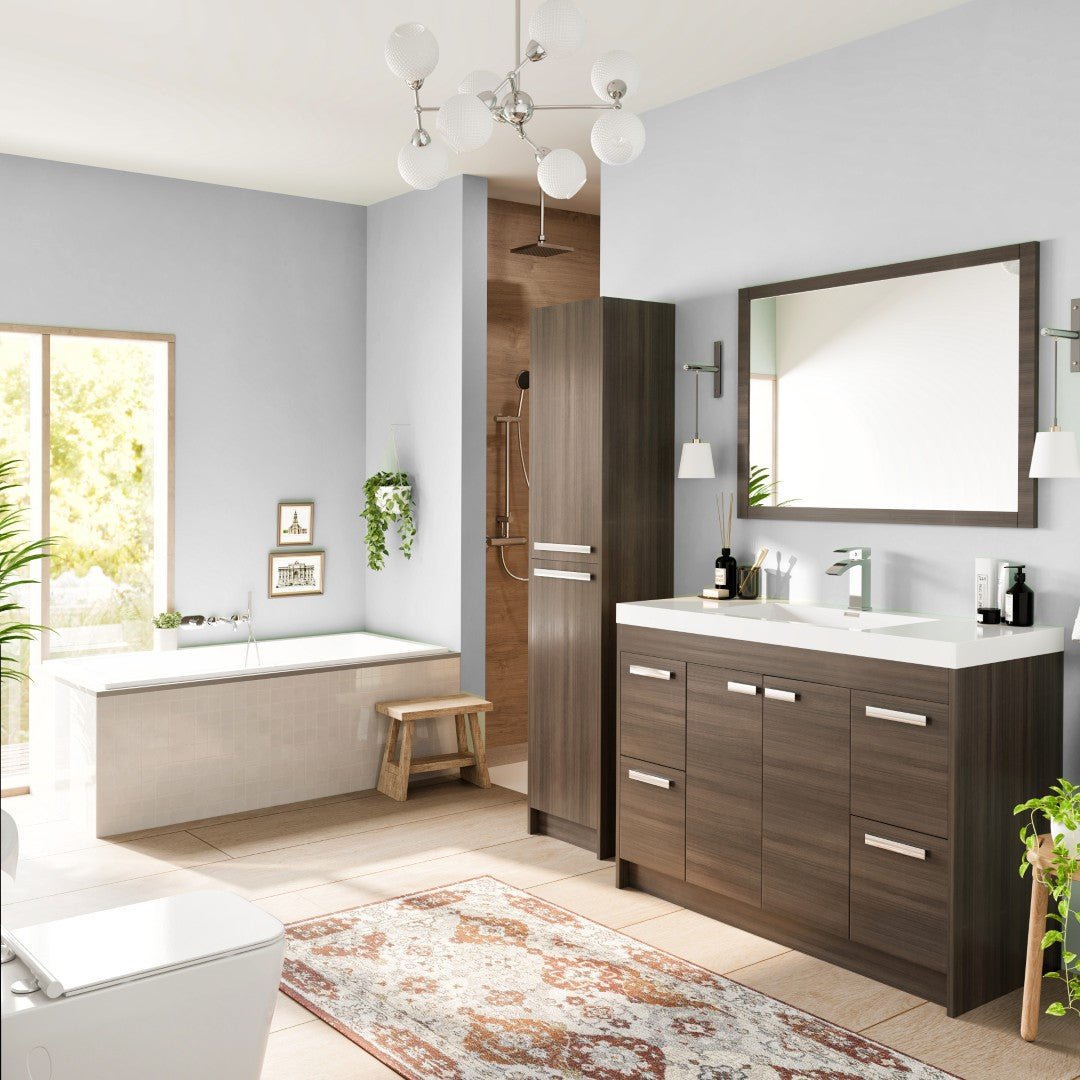 Lugano 48 in. Gray Oak Single Sink Bath Vanity with Acrylic Top and Integrated Sink - Bathroom Vanity by Eviva