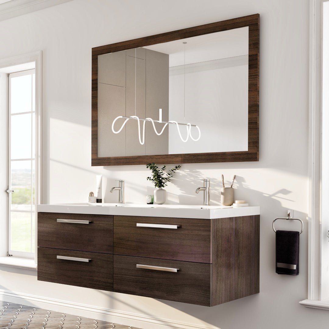 Eviva Sun 48" x 32" Rectangular Gray Oak Wooden Framed Mirror - Mirror by Eviva