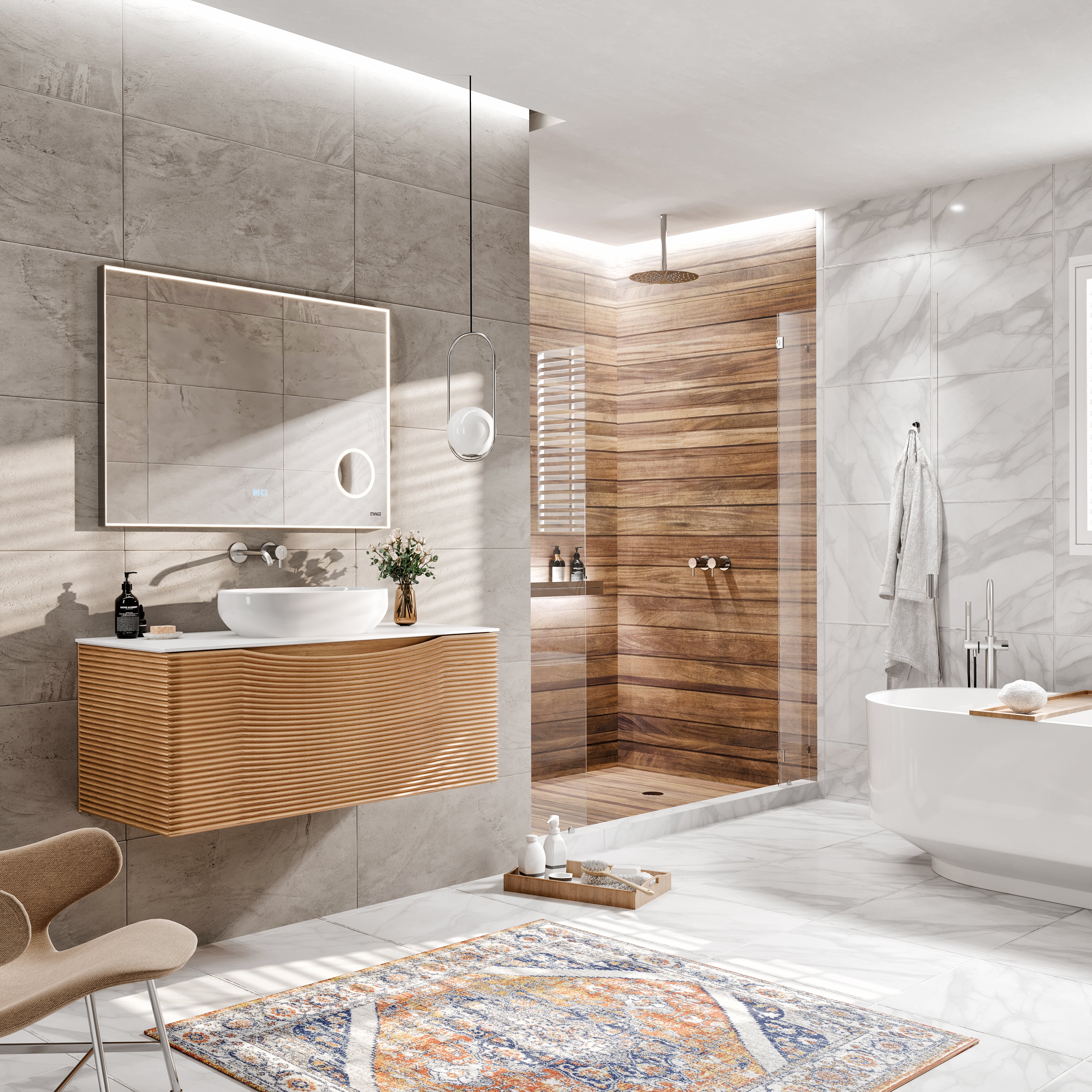 Leah 32 in. Medium Oak Wall Mount Single Sink Bath Vanity with Solid Surface Top and Vessel Solid Surface Sink