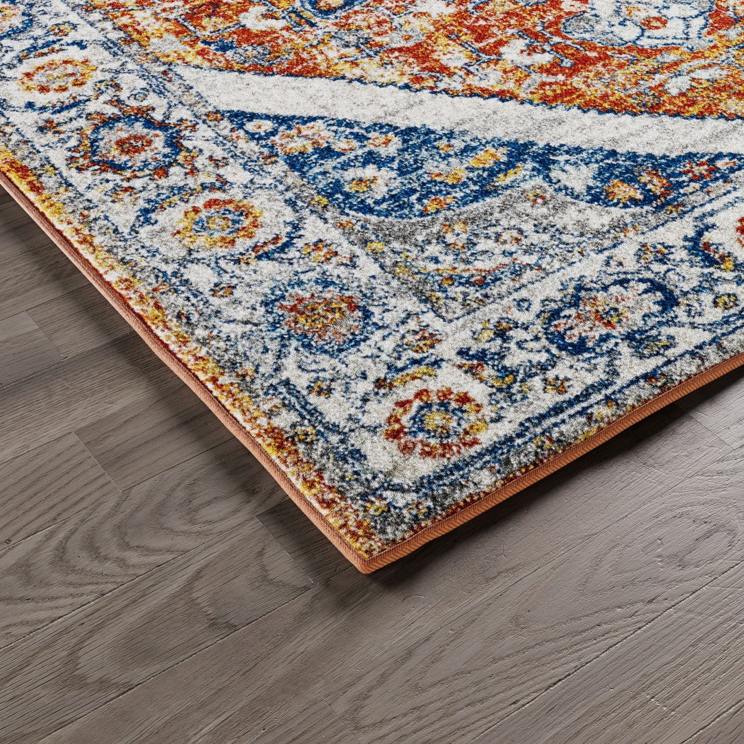 Eviva Vintage 5' x 7' Oriental Orange/Navy Rug