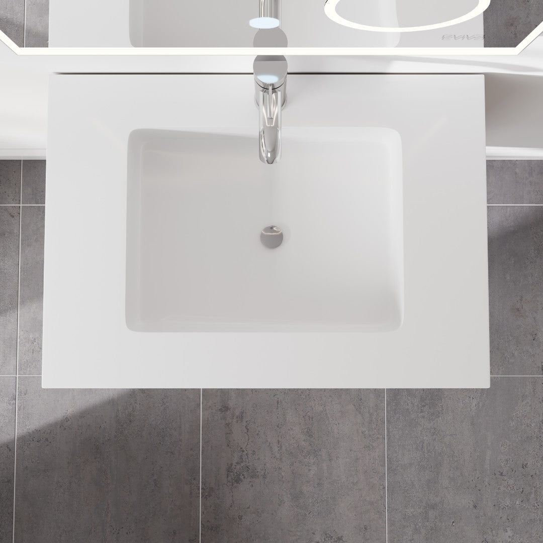 Madeira 24 in. Oak Wall Mount Single Sink Bath Vanity with Acrylic Top and Integrated Sink
