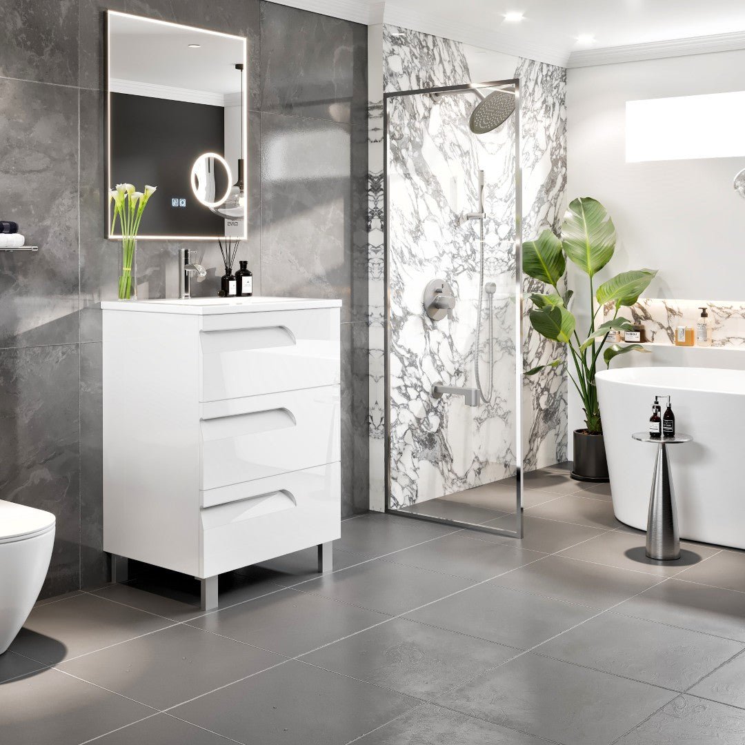 Joy 24 in. White Single Sink Freestanding Bath Vanity with Porcelain Top and Integrated Sink - Bathroom Vanity by Eviva