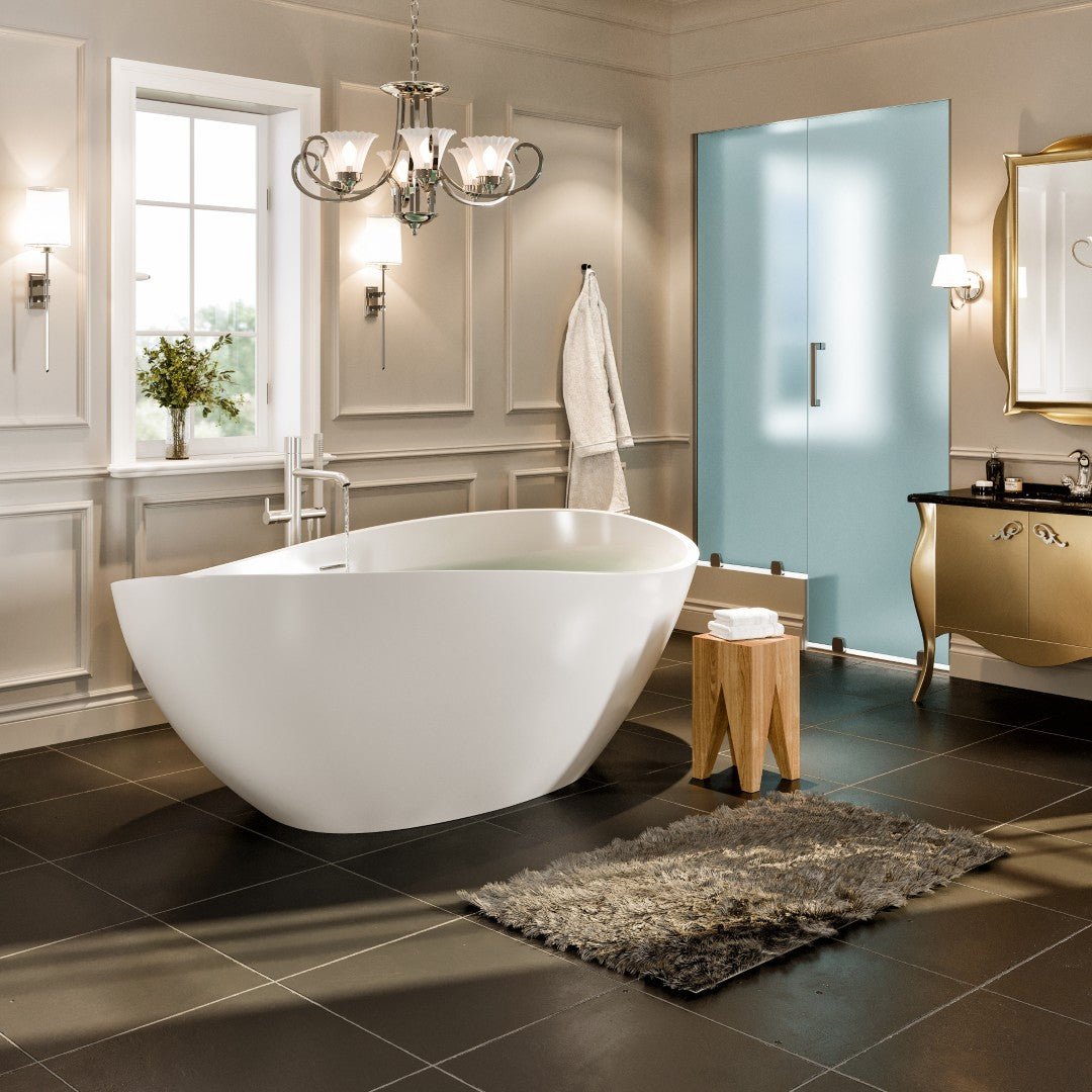 Eviva Cloud 63" Matte White Oval Solid Surface Freestanding Bathtub - Bathtub by Eviva