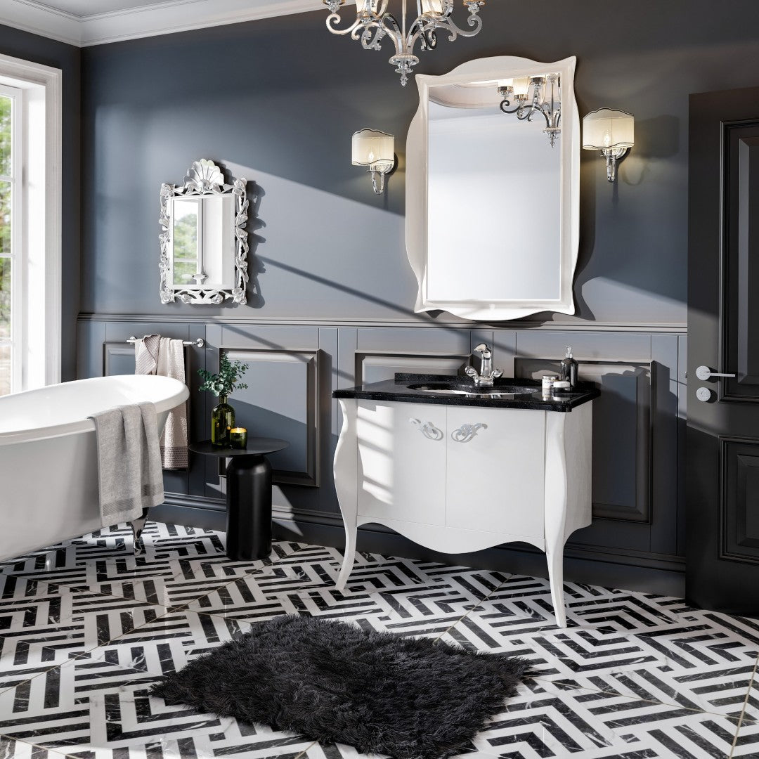 Ritz 34 in. White Single Sink Bath Vanity with Granite Top and Undermount Porcelain Sink