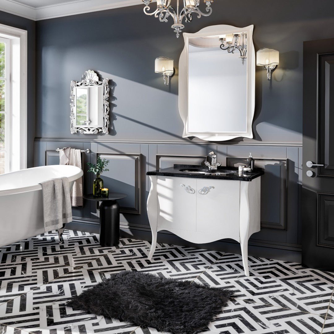 Ritz 34 in. White Single Sink Bath Vanity with Granite Top and Undermount Porcelain Sink - Bathroom Vanity by Eviva
