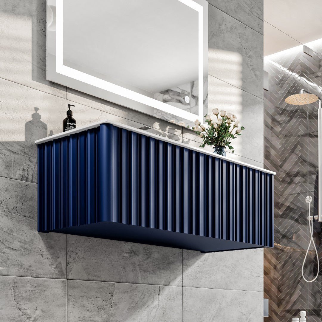 Dolce Vita 48 in. Blue Wall Mount Single Sink Bath Vanity with Solid Surface Top and Integrated Sink - Bathroom Vanity by Eviva