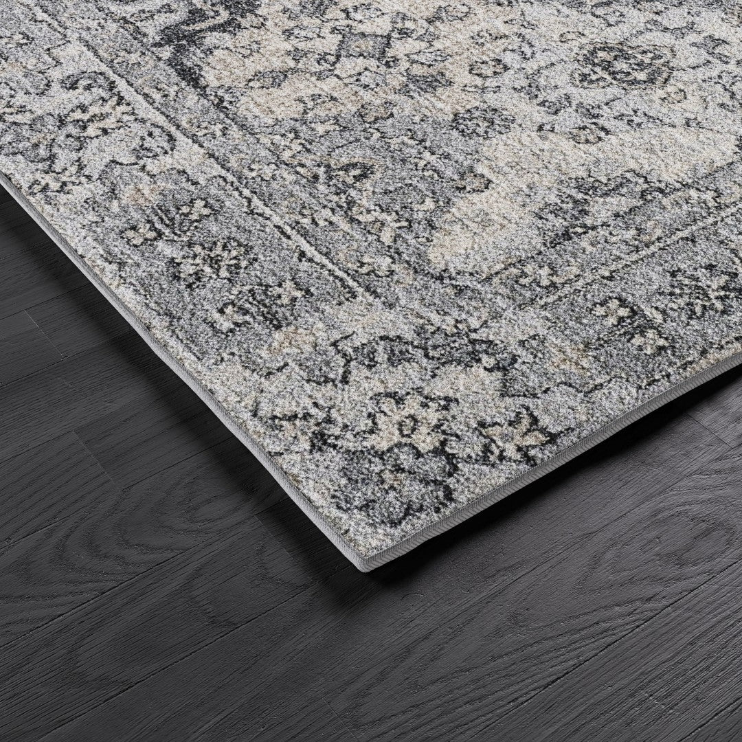 Eviva Mosaic 5' x 7' Damask Gray Rug