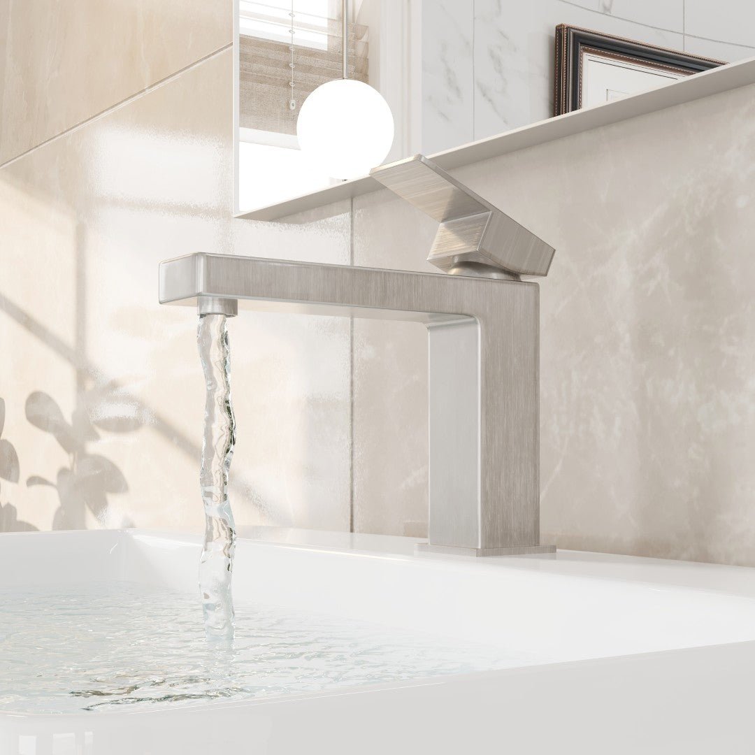 Eviva Bella Single - Handle Waterfall Single - Hole Bathroom Faucet with Deckplate Included in Brushed Nickel - Bathroom Faucet by Eviva