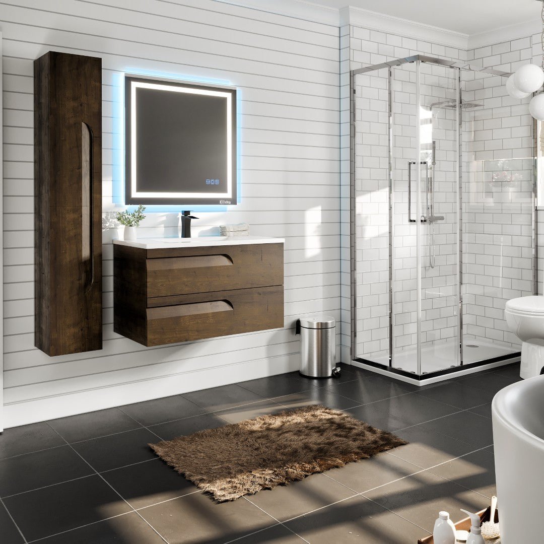 Joy 36 in. Rosewood Wall Mount Single Sink Bath Vanity with Porcelain Top and Integrated Sink - Bathroom Vanity by Eviva