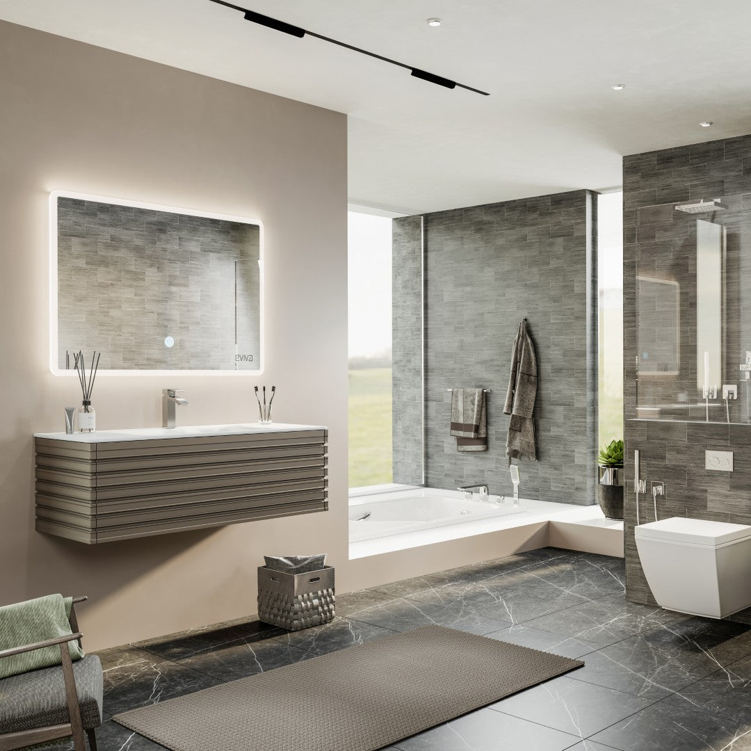 Dream 40 in. Smog Gray Wall Mount Single Sink Bath Vanity with Solid Surface Top and Integrated Sink