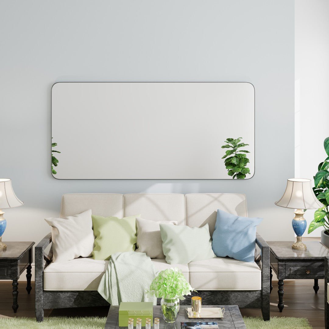 Eviva Harmony 60" x 28" Rectangular Black Metal Framed Mirror - Mirror by Eviva