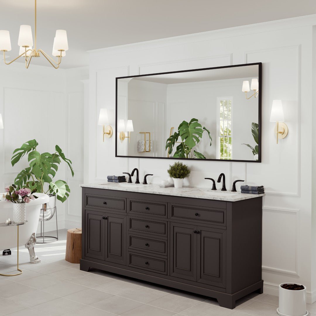 Eviva Aureline 58" x 28" Rectangular Black Stainless Steel Framed Mirror - Mirror by Eviva