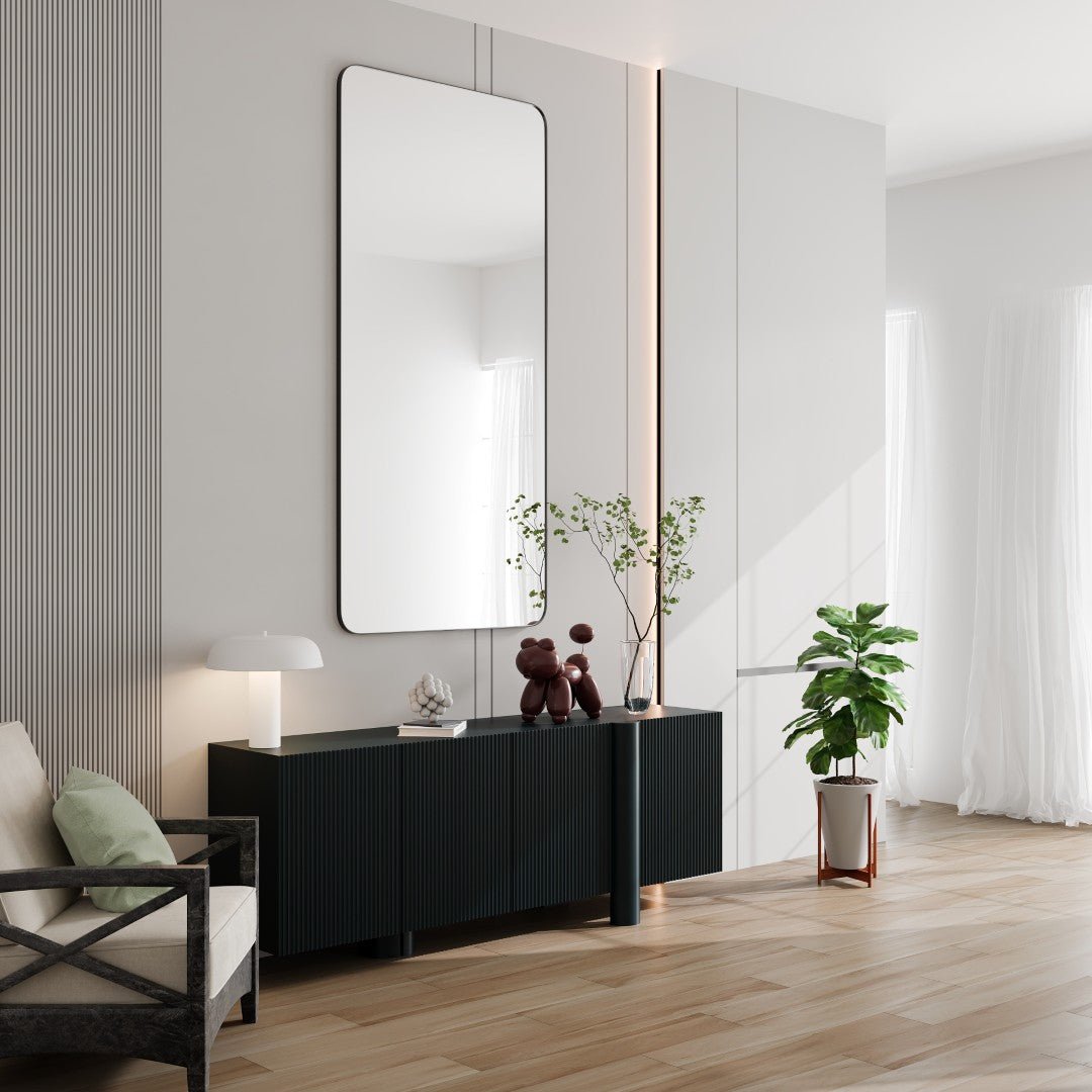 Eviva Harmony 60" x 28" Rectangular Black Metal Framed Mirror - Mirror by Eviva