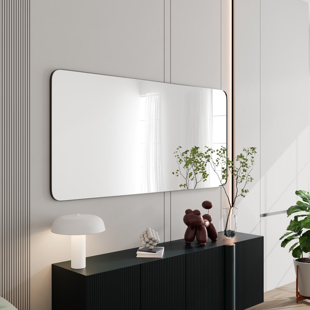 Eviva Harmony 60" x 28" Rectangular Black Metal Framed Mirror - Mirror by Eviva