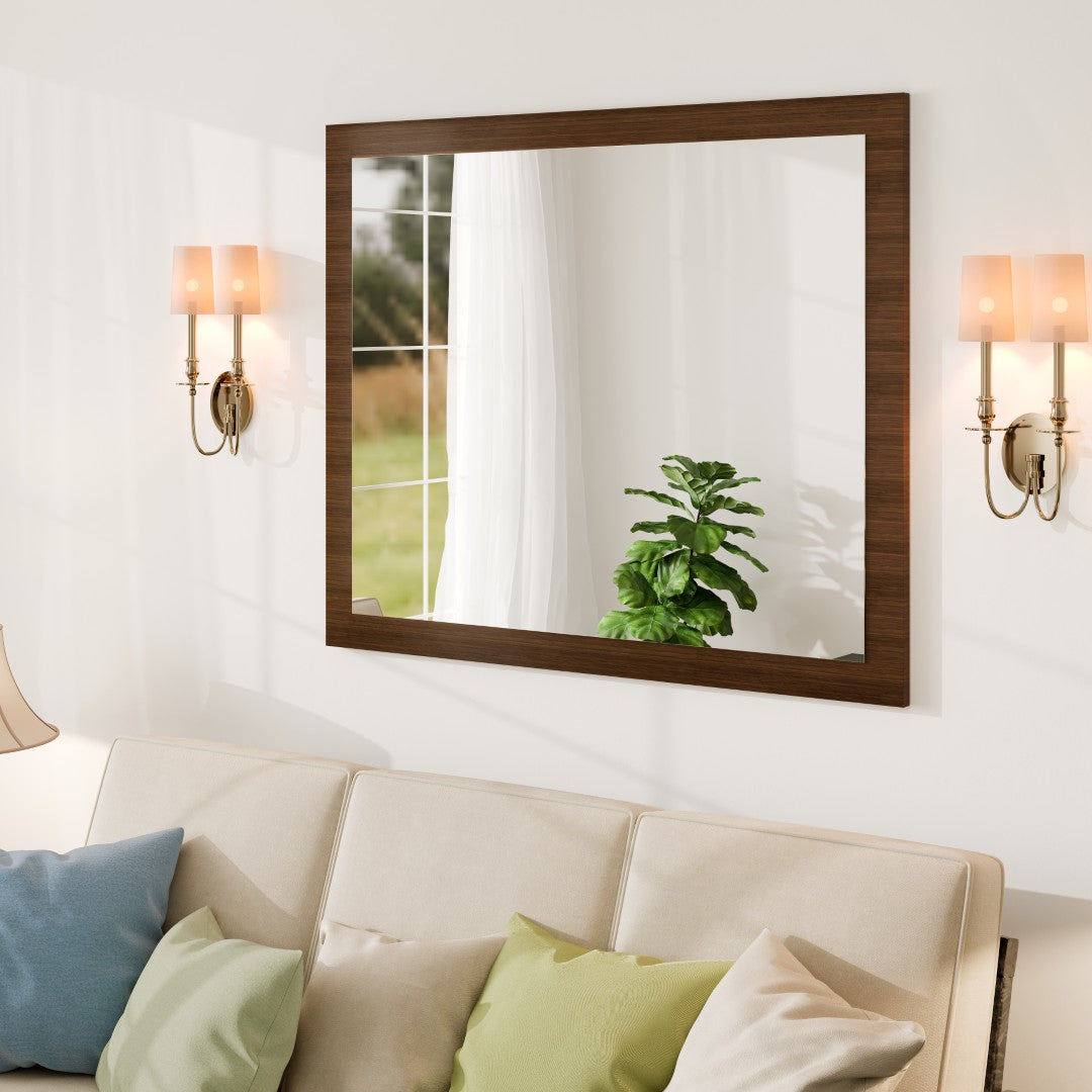 Eviva Sun 30" x 36" Rectangular Gray Oak Wooden Framed Mirror