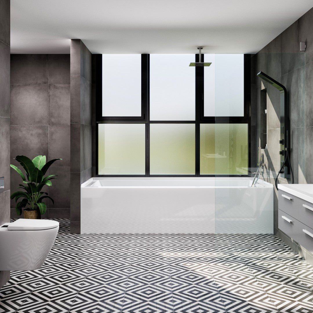 Eviva Nova 60" Glossy White Rectangle Acrylic Right Drain Alcove Bathtub