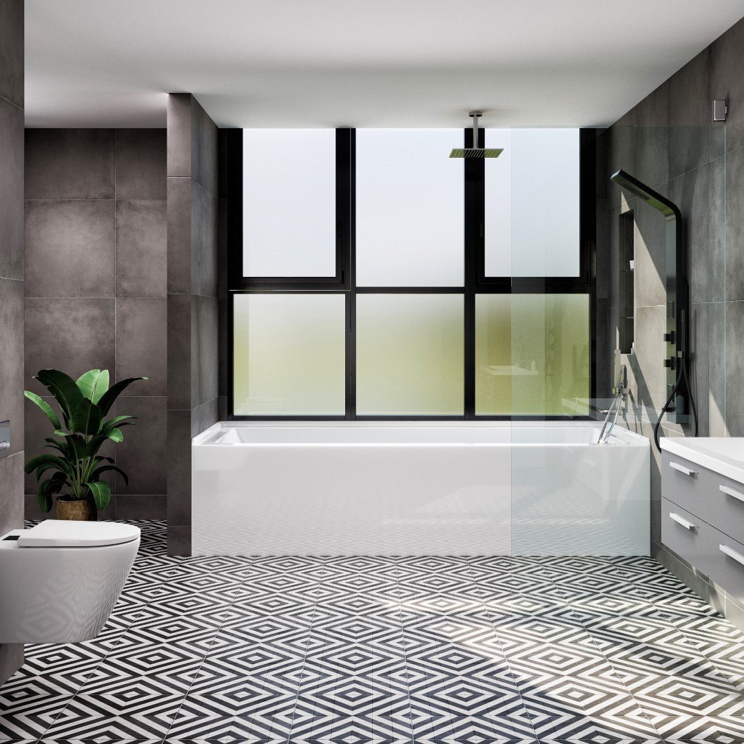 Eviva Nova 60" Glossy White Rectangle Acrylic Right Drain Alcove Bathtub - Bathtub by Eviva