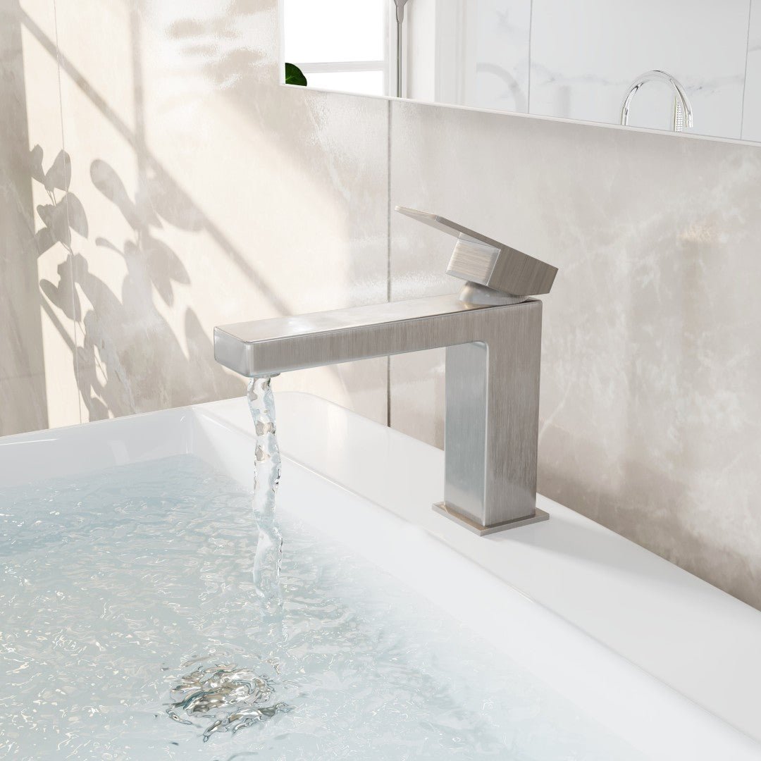 Eviva Bella Single - Handle Waterfall Single - Hole Bathroom Faucet with Deckplate Included in Brushed Nickel - Bathroom Faucet by Eviva