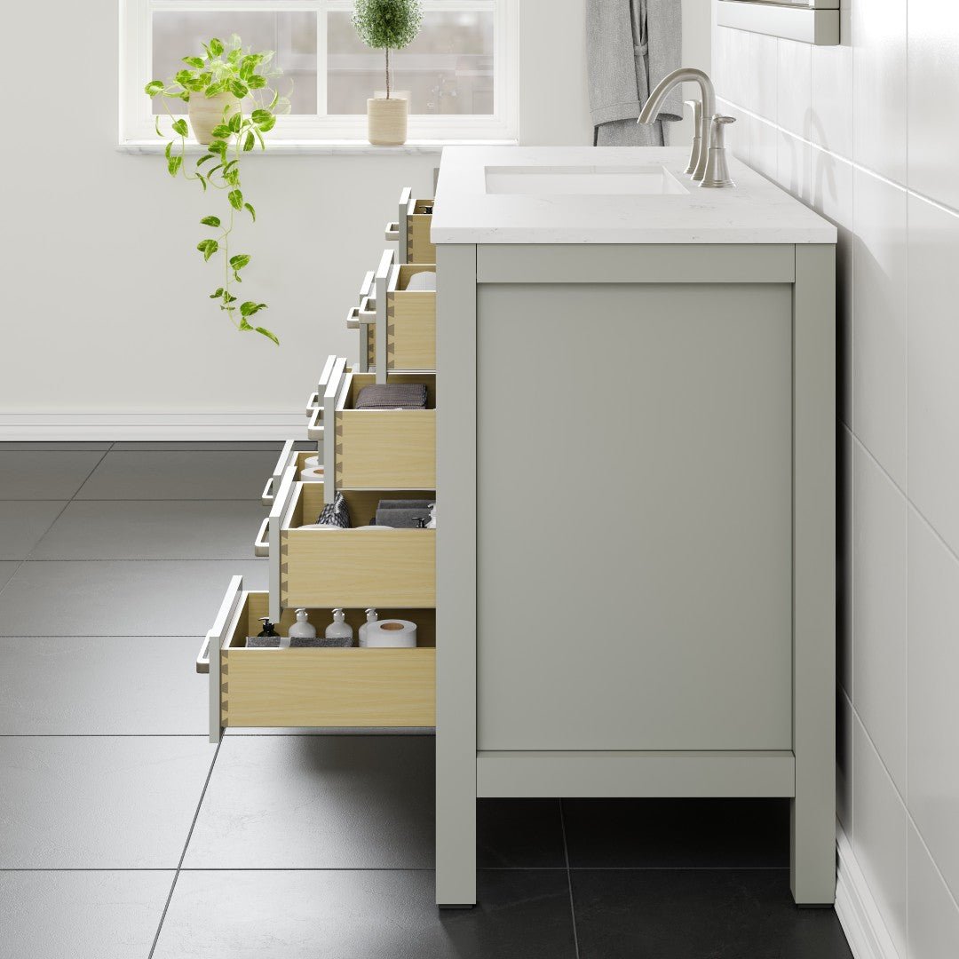 Aberdeen 54 in. Gray Single Sink Bath Vanity with Carrara Quartz Top and Undermount Porcelain Sink - Bathroom Vanity by Eviva