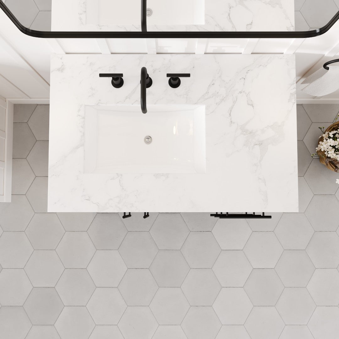 Graham 36 in. Oak Single Sink Bath Vanity with Arabescato Engineered Stone Top and Undermount Porcelain Sink