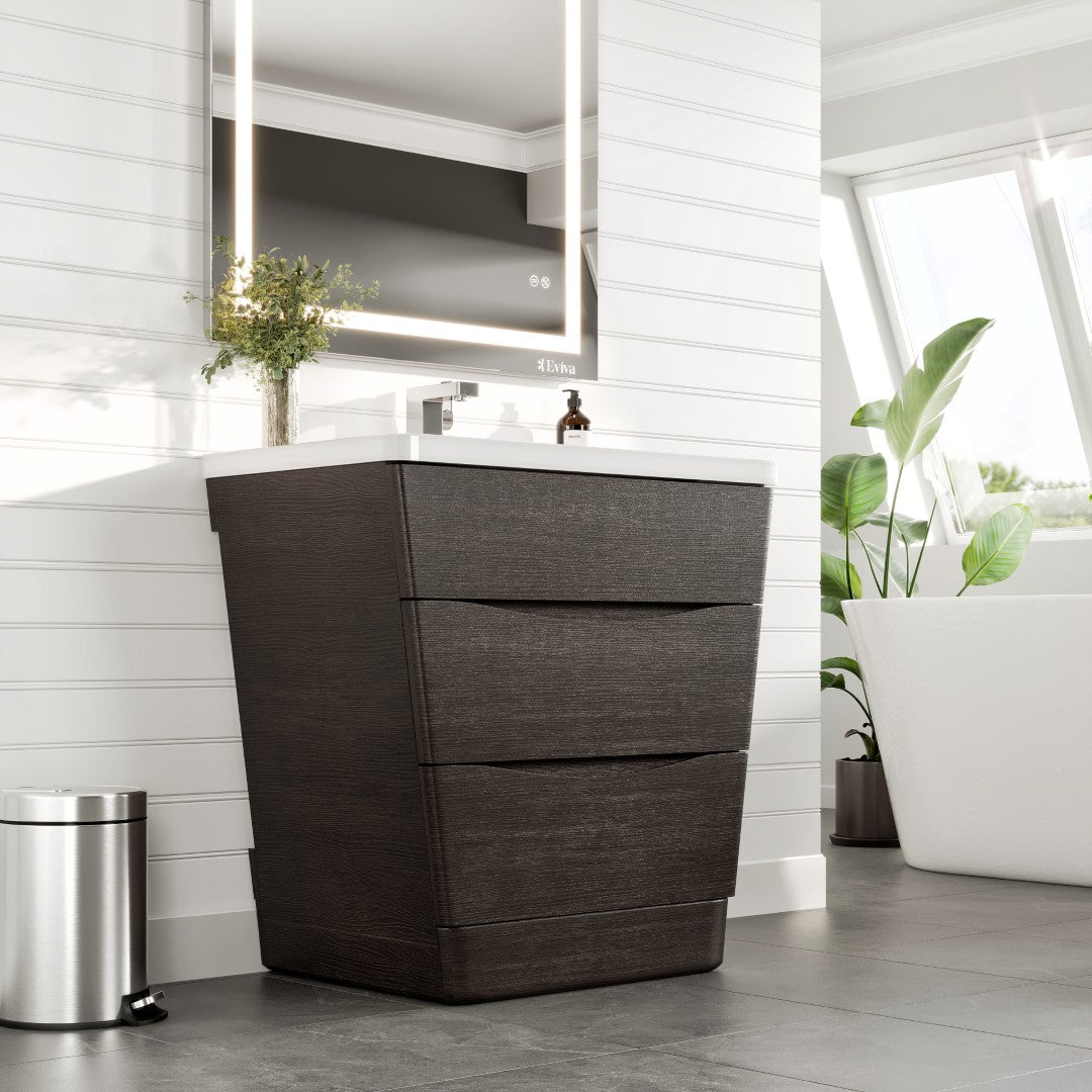 Victoria 32 in. Chestnut Single Sink Bath Vanity with Acrylic Top and Integrated Sink