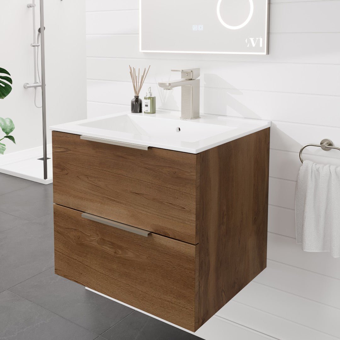 Eviva Lux Single - Handle Waterfall Single - Hole Bathroom Faucet with Deckplate included in Brushed Nickel - Bathroom Faucet by Eviva