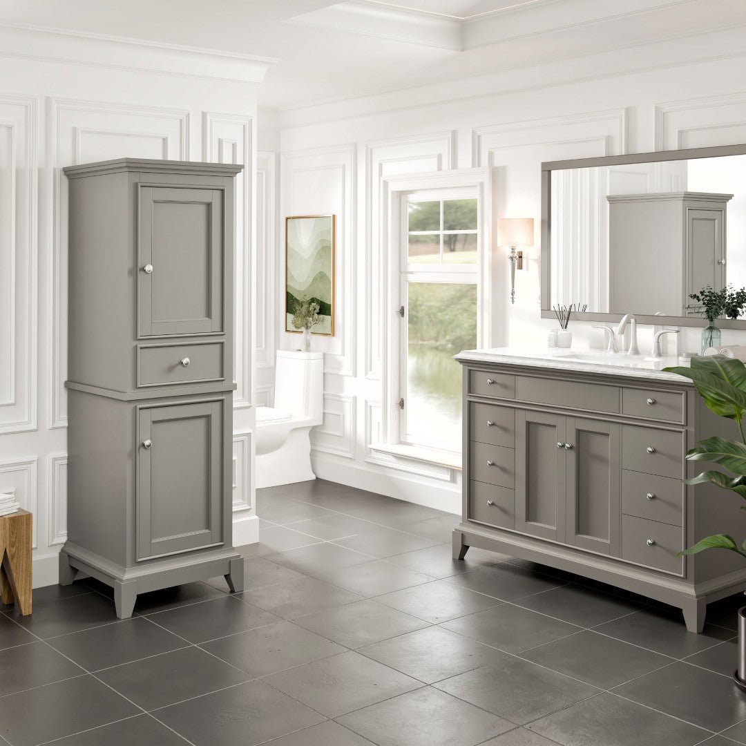 Eviva Elite Stamford 21 in. W x 18 in. D Gray Freestanding Linen Cabinet - Bathroom Cabinet by Eviva