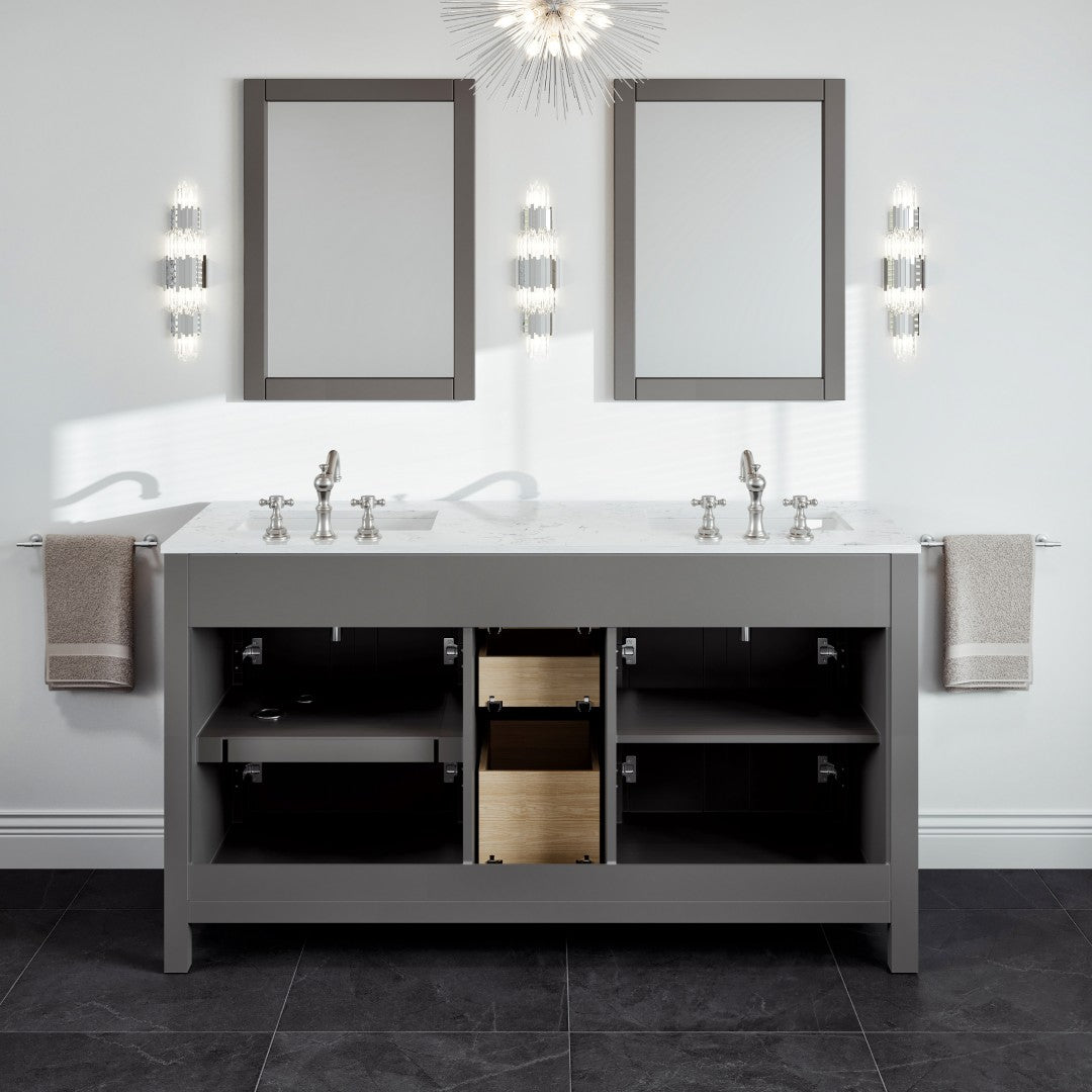 Artemis 72 in. Gray Double Sink Bath Vanity with Engineered Top and Undermount Porcelain Sinks