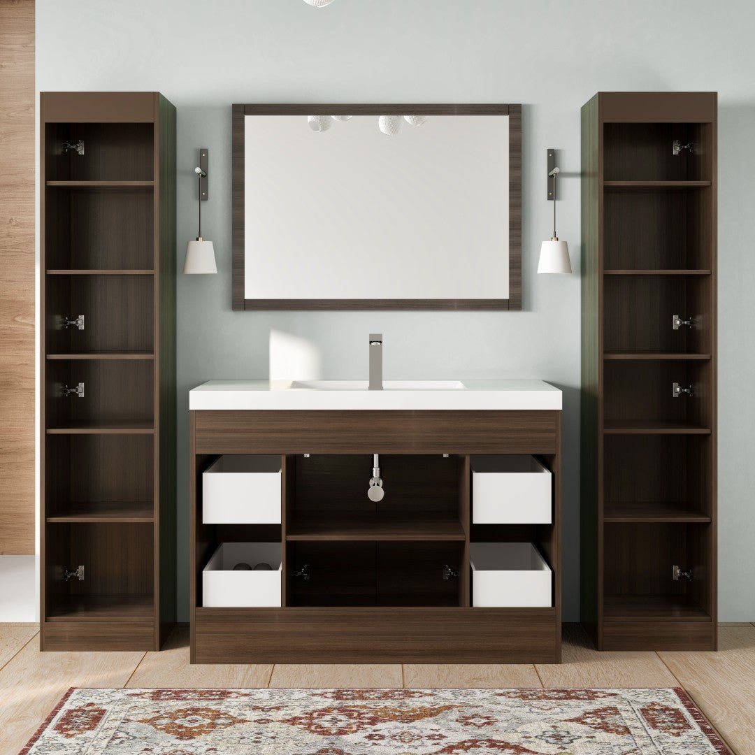Lugano 48 in. Gray Oak Single Sink Bath Vanity with Acrylic Top and Integrated Sink - Bathroom Vanity by Eviva