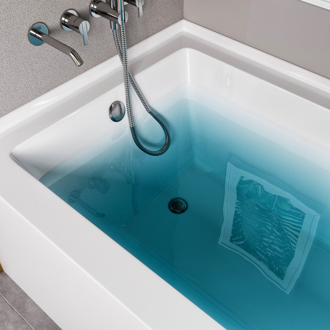 Eviva Swiss 54" Glossy White Acrylic Alcove Bathtub