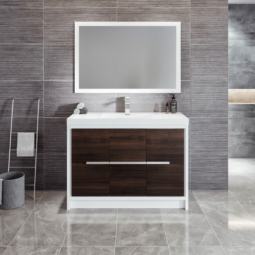 Grace 48 in. Gray Oak Single Sink Bath Vanity with Acrylic Top and Integrated Sink