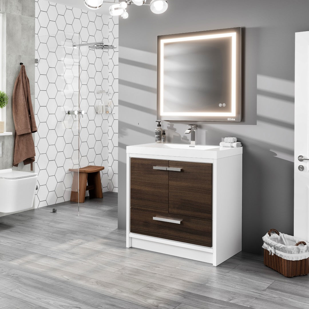 Grace 36 in. Gray Oak Single Sink Bath Vanity with Acrylic Top and Integrated Sink